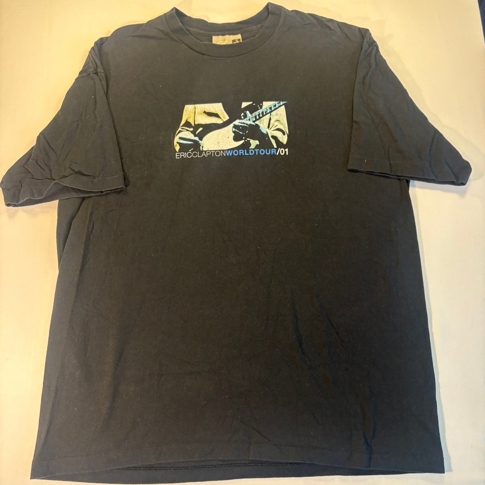 Eric Clapton World Tour 2001 Vintage Concert T-Shirt Black XL Made in USA